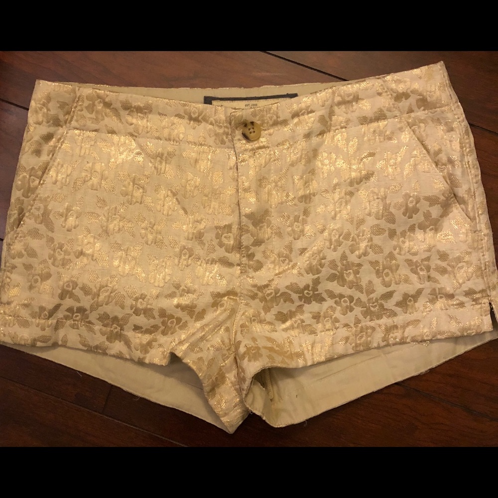 Abercrombie & Fitch Brocade Gold Dress Shorts 0